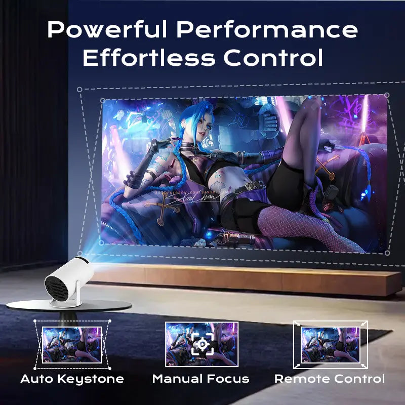 HY300Pro+ Handheld Home Projector, Tiny Outdoor Projector Supporting 4K Decoding, Built-in 5G WiFi 6 & Bluetooth 5.0, True 720P Full HD, 160 ANSI Brightness, Compatible with Android Sound, Wireless Gaming Ready for Indoor Movie Viewing