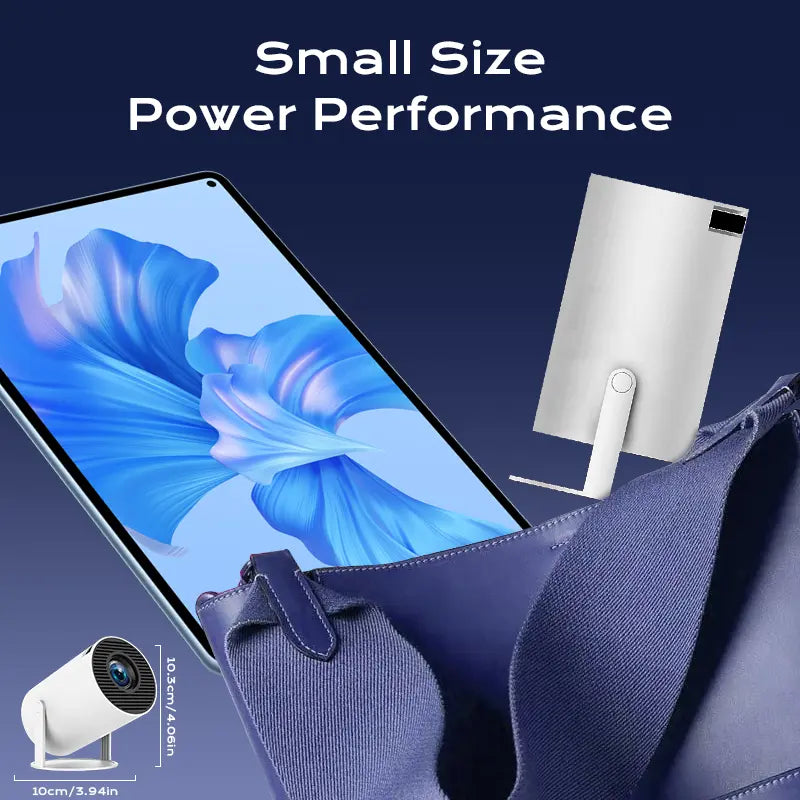 HY300Pro+ Handheld Home Projector, Tiny Outdoor Projector Supporting 4K Decoding, Built-in 5G WiFi 6 & Bluetooth 5.0, True 720P Full HD, 160 ANSI Brightness, Compatible with Android Sound, Wireless Gaming Ready for Indoor Movie Viewing