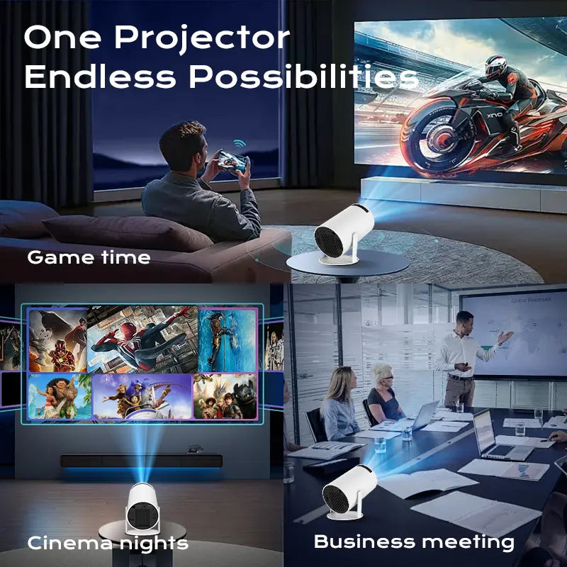 HY300Pro+ Handheld Home Projector, Tiny Outdoor Projector Supporting 4K Decoding, Built-in 5G WiFi 6 & Bluetooth 5.0, True 720P Full HD, 160 ANSI Brightness, Compatible with Android Sound, Wireless Gaming Ready for Indoor Movie Viewing
