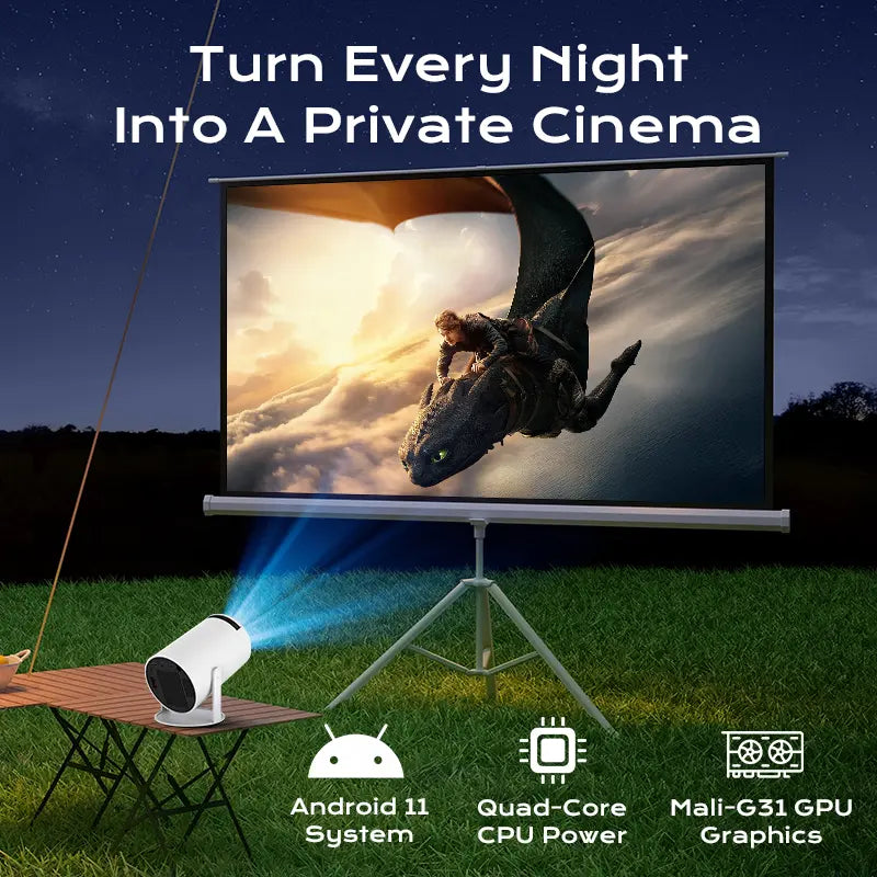 HY300Pro+ Handheld Home Projector, Tiny Outdoor Projector Supporting 4K Decoding, Built-in 5G WiFi 6 & Bluetooth 5.0, True 720P Full HD, 160 ANSI Brightness, Compatible with Android Sound, Wireless Gaming Ready for Indoor Movie Viewing