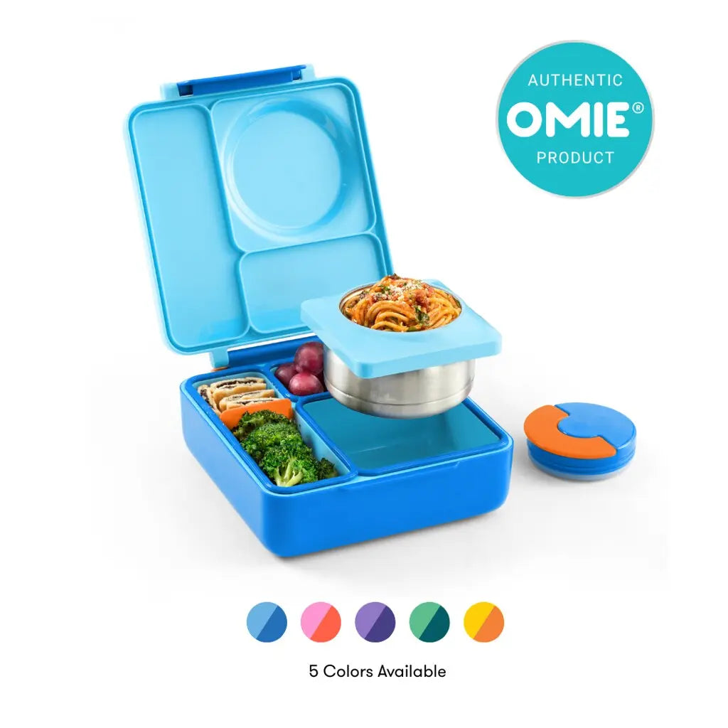Omie Mini Sprinkle-Proof Insulated Refrigerable Lunch Box, suitable for daily use in the United States - a three-tier lightweight lunch box equipped with stainless steel inner trays, silicone utensils, and plastic utensils, durable and food-safe