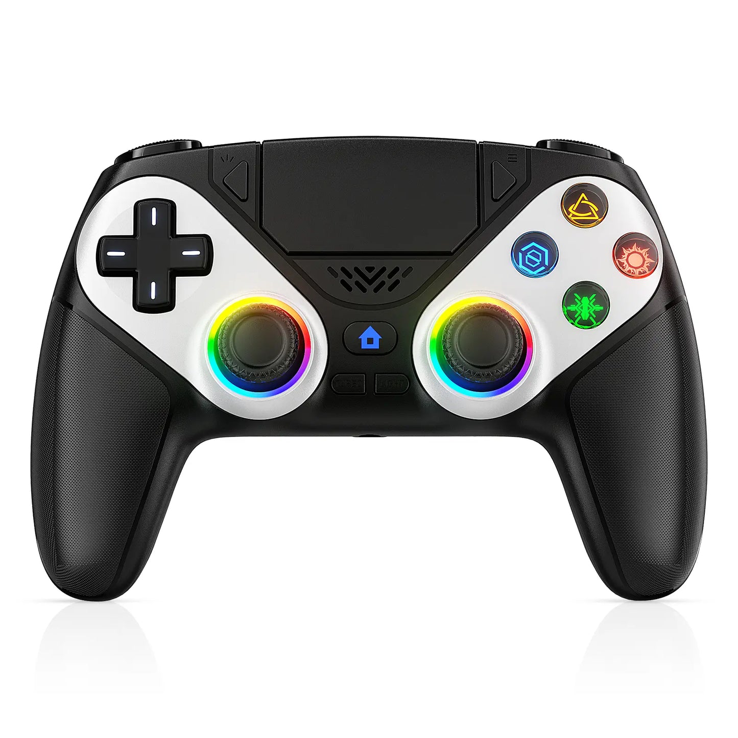 Premium Wireless Gaming Gamepad for PS5 Featuring Vibrant RGB Light Effects – Fully Compatible with PS5 System, Twin Shock Vibration, Motion Sensor Function, User-Programmable Controls & 1000mAh Fast Refueling Battery