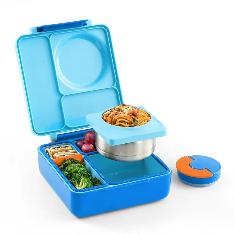 Omie Mini Sprinkle-Proof Insulated Refrigerable Lunch Box, suitable for daily use in the United States - a three-tier lightweight lunch box equipped with stainless steel inner trays, silicone utensils, and plastic utensils, durable and food-safe