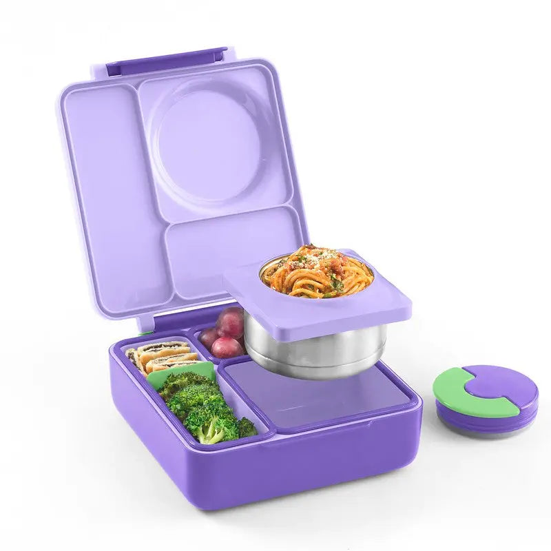 Omie Mini Sprinkle-Proof Insulated Refrigerable Lunch Box, suitable for daily use in the United States - a three-tier lightweight lunch box equipped with stainless steel inner trays, silicone utensils, and plastic utensils, durable and food-safe