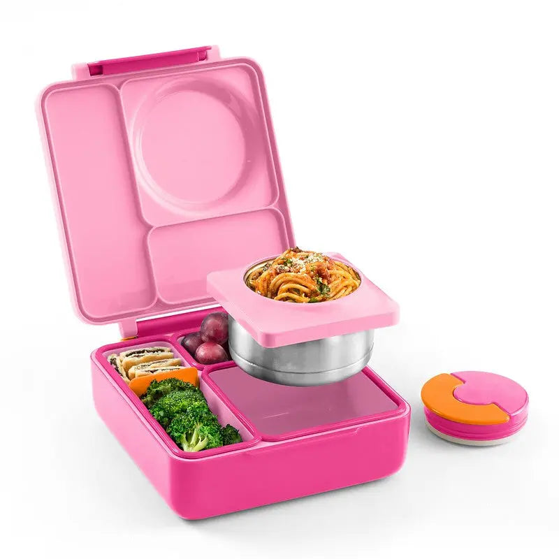 Omie Mini Sprinkle-Proof Insulated Refrigerable Lunch Box, suitable for daily use in the United States - a three-tier lightweight lunch box equipped with stainless steel inner trays, silicone utensils, and plastic utensils, durable and food-safe