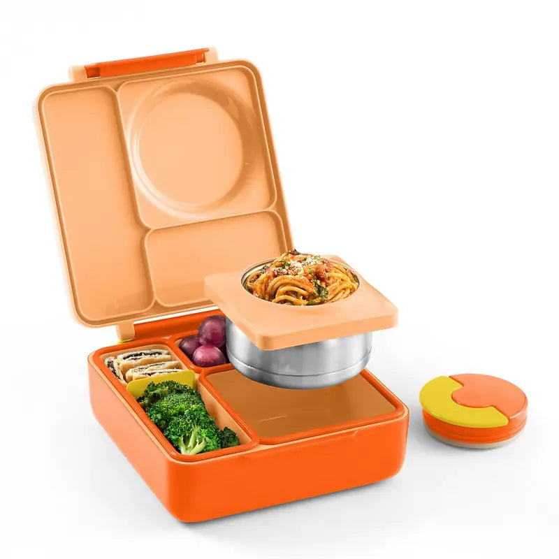 Omie Mini Sprinkle-Proof Insulated Refrigerable Lunch Box, suitable for daily use in the United States - a three-tier lightweight lunch box equipped with stainless steel inner trays, silicone utensils, and plastic utensils, durable and food-safe