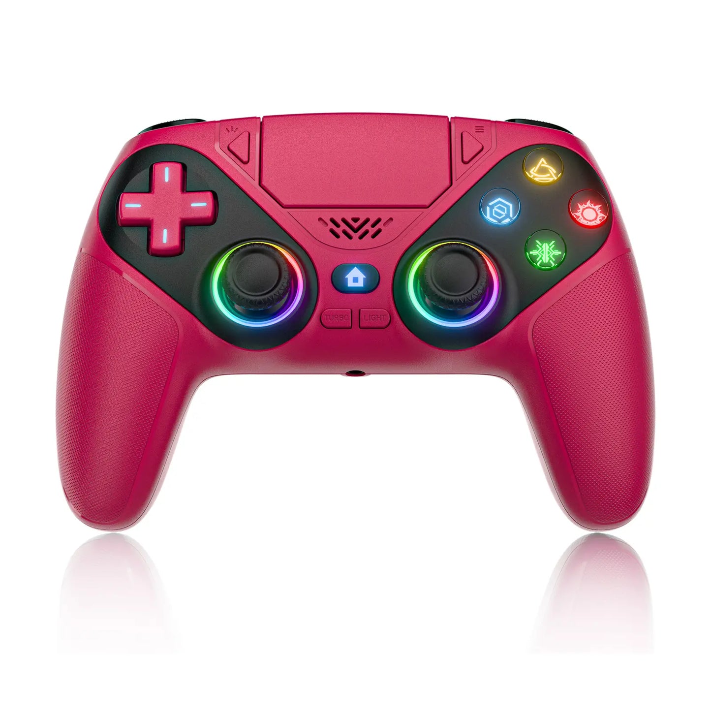 Premium Wireless Gaming Gamepad for PS5 Featuring Vibrant RGB Light Effects – Fully Compatible with PS5 System, Twin Shock Vibration, Motion Sensor Function, User-Programmable Controls & 1000mAh Fast Refueling Battery