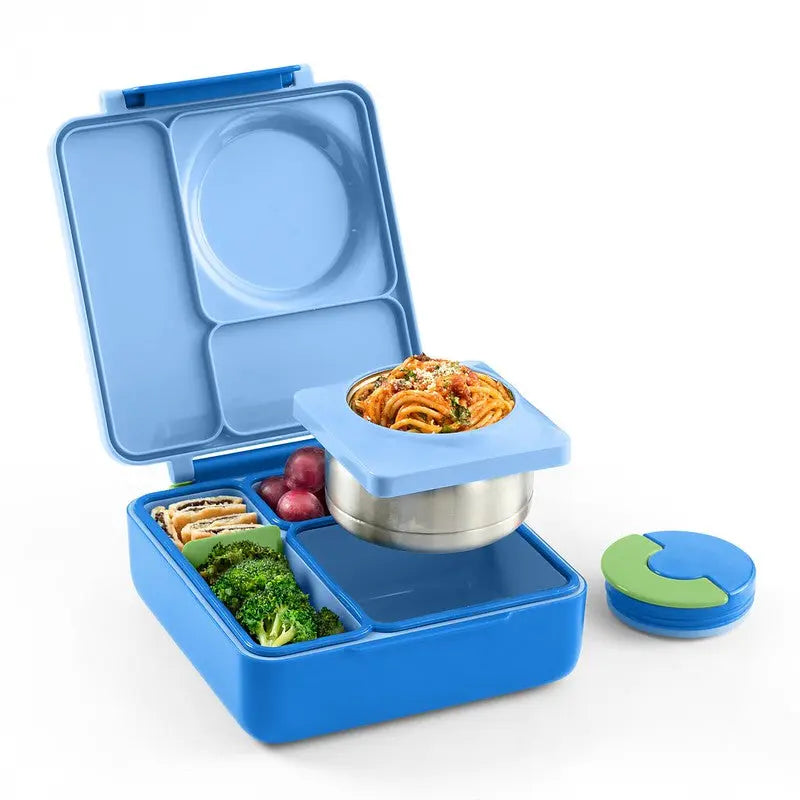 Omie Mini Sprinkle-Proof Insulated Refrigerable Lunch Box, suitable for daily use in the United States - a three-tier lightweight lunch box equipped with stainless steel inner trays, silicone utensils, and plastic utensils, durable and food-safe