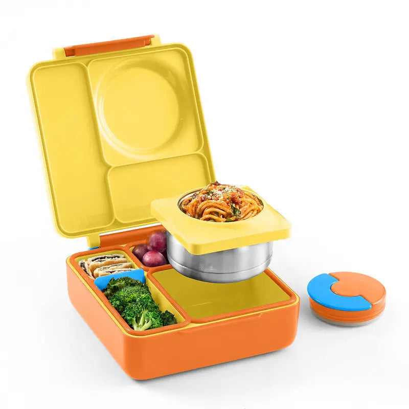 Omie Mini Sprinkle-Proof Insulated Refrigerable Lunch Box, suitable for daily use in the United States - a three-tier lightweight lunch box equipped with stainless steel inner trays, silicone utensils, and plastic utensils, durable and food-safe