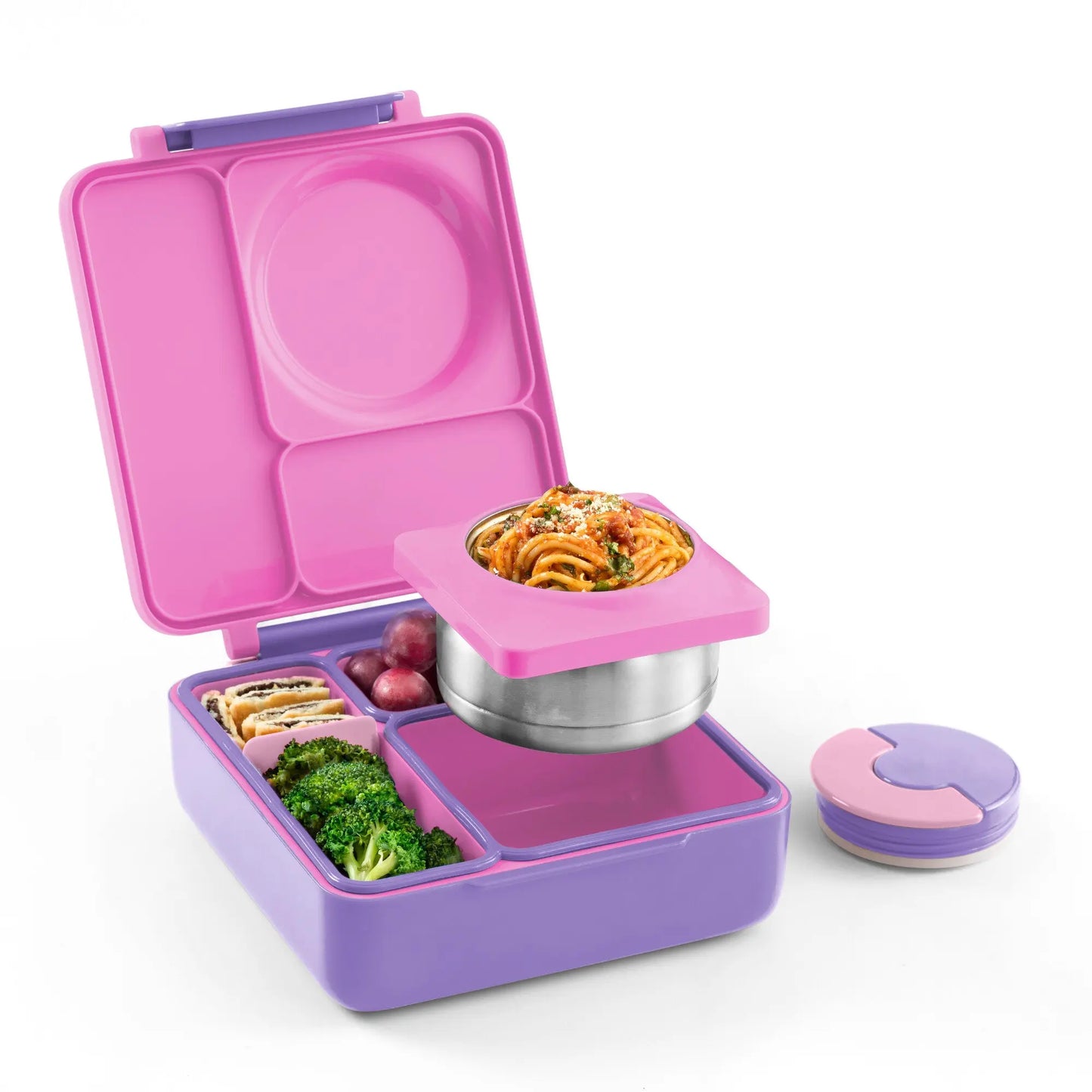 Omie Mini Sprinkle-Proof Insulated Refrigerable Lunch Box, suitable for daily use in the United States - a three-tier lightweight lunch box equipped with stainless steel inner trays, silicone utensils, and plastic utensils, durable and food-safe