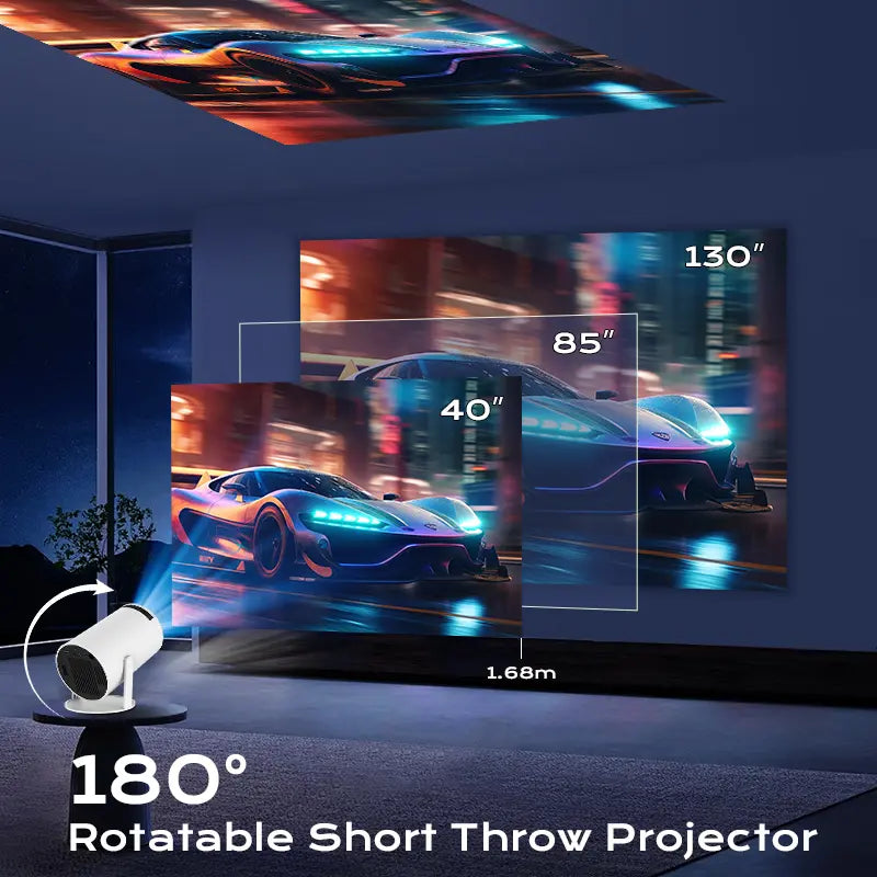 HY300Pro+ Handheld Home Projector, Tiny Outdoor Projector Supporting 4K Decoding, Built-in 5G WiFi 6 & Bluetooth 5.0, True 720P Full HD, 160 ANSI Brightness, Compatible with Android Sound, Wireless Gaming Ready for Indoor Movie Viewing